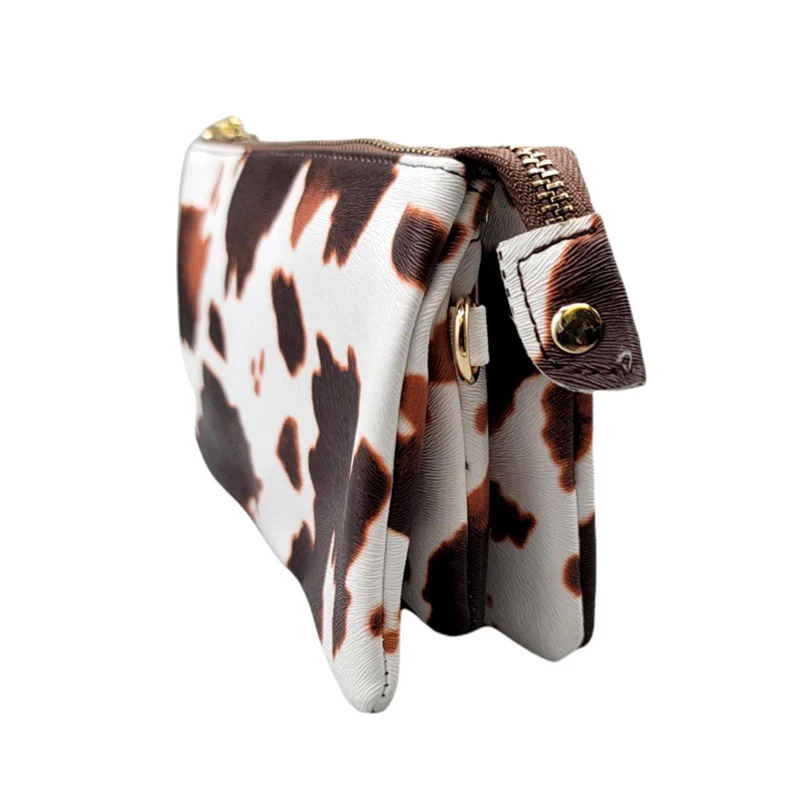 Elegant Cowhide Printed Clutch Bag