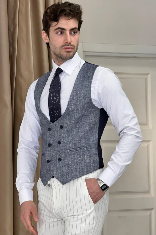 Elegant Men'S Linen Waistcoat