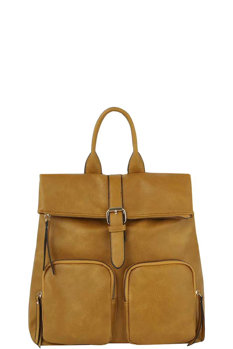 Classic Black Faux Leather Backpack