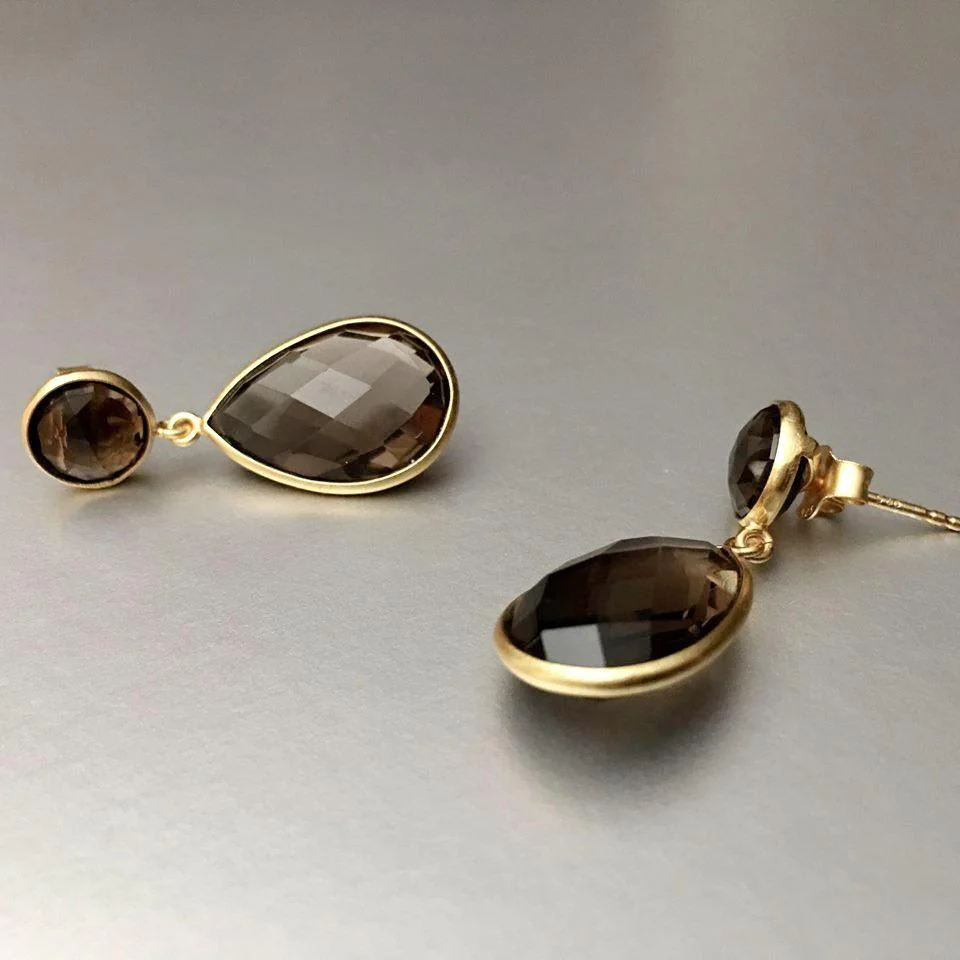 Elegant Smoky Quartz Drop Earrings
