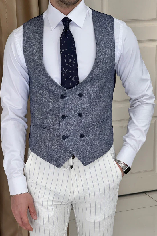 Elegant Men'S Linen Waistcoat