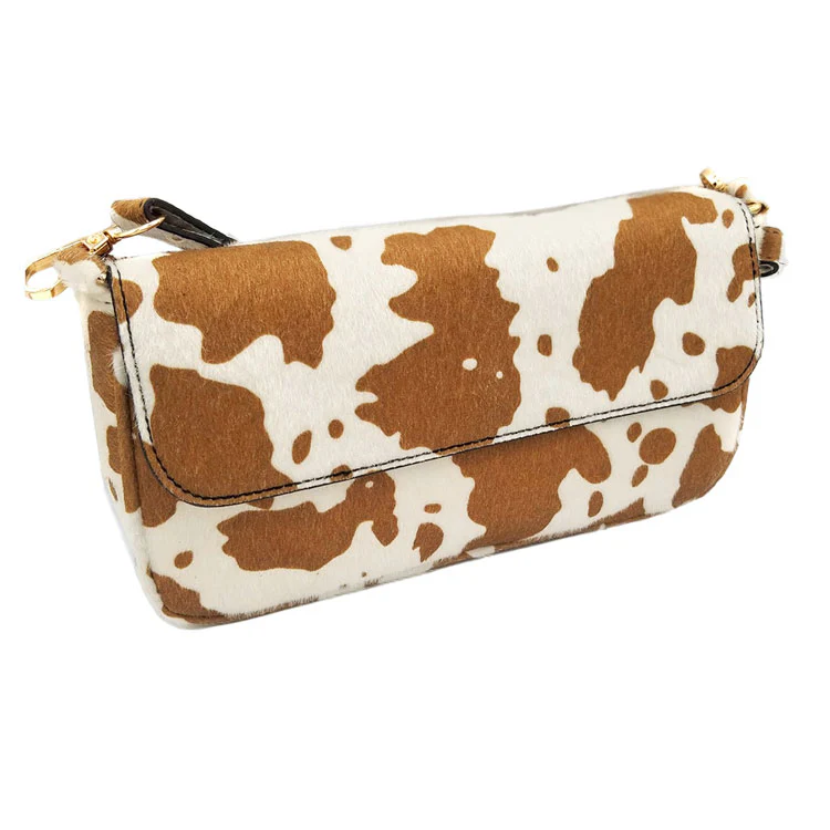 Chic Faux Leather Cow Pattern Shoulder Bag