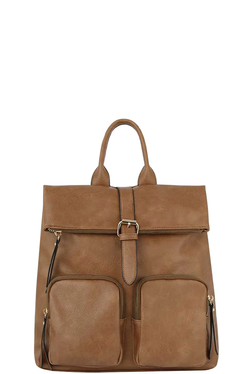 Classic Black Faux Leather Backpack